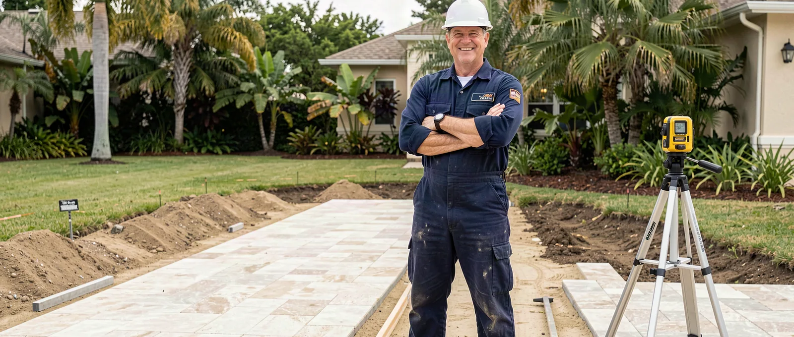 Pavers contractor on a job site in Fort Lauderdale, FL